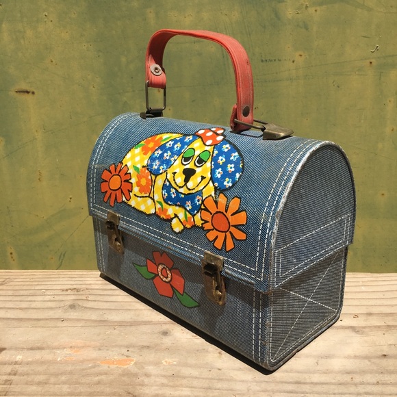 1970’s Patterned *Sleepy Dog* Metal Lunchpail~ - Picture 4 of 6